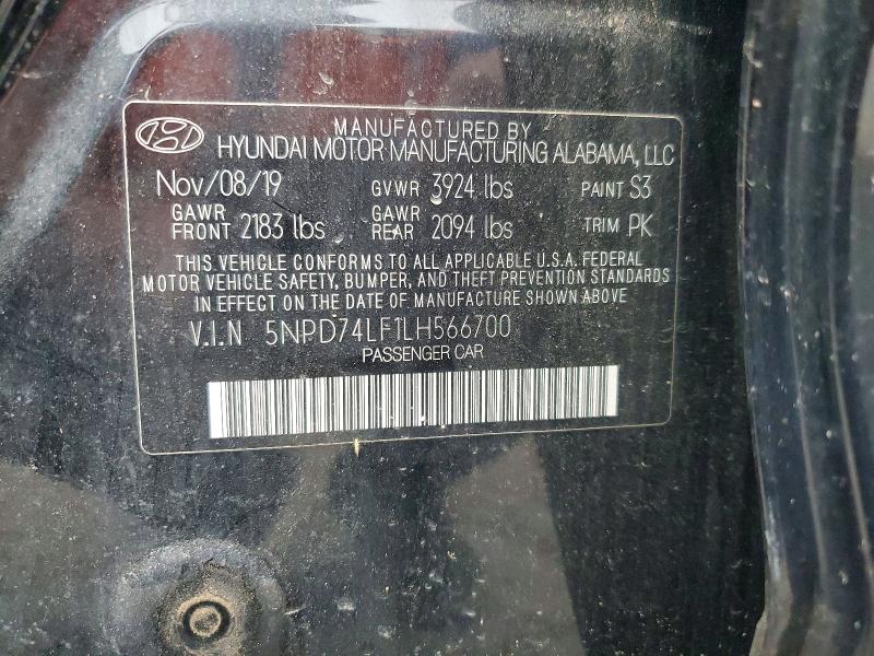 Aukcja sprzedaży 2020 Hyundai Elantra, vin: 5NPD74LF1LH566700, numer aukcji: 62901606