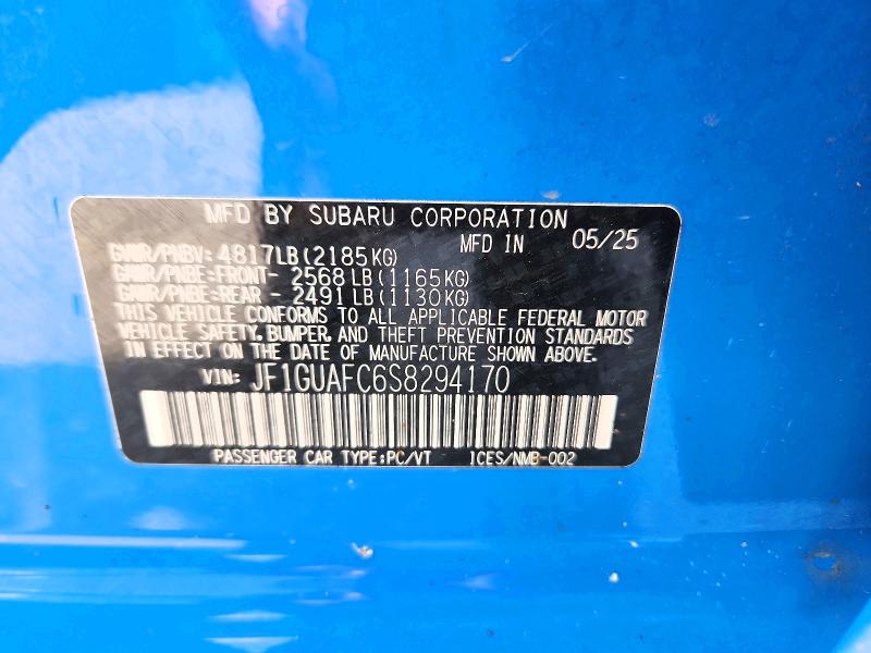 Продажа на аукционе авто 2025 Subaru Impreza, vin: JF1GUAFC6S8294170, номер лота: 63947296