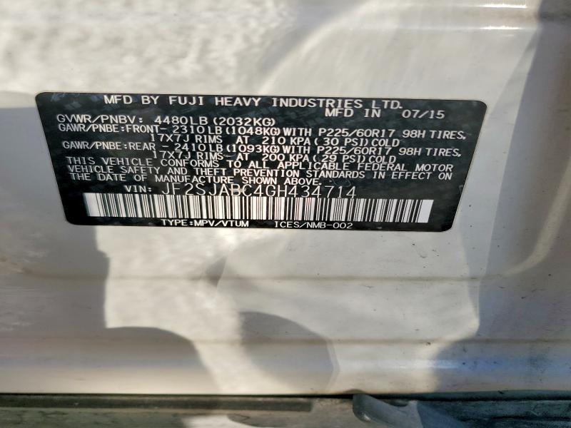 Продажа на аукционе авто 2016 Subaru Forester, vin: JF2SJABC4GH434714, номер лота: 65952316