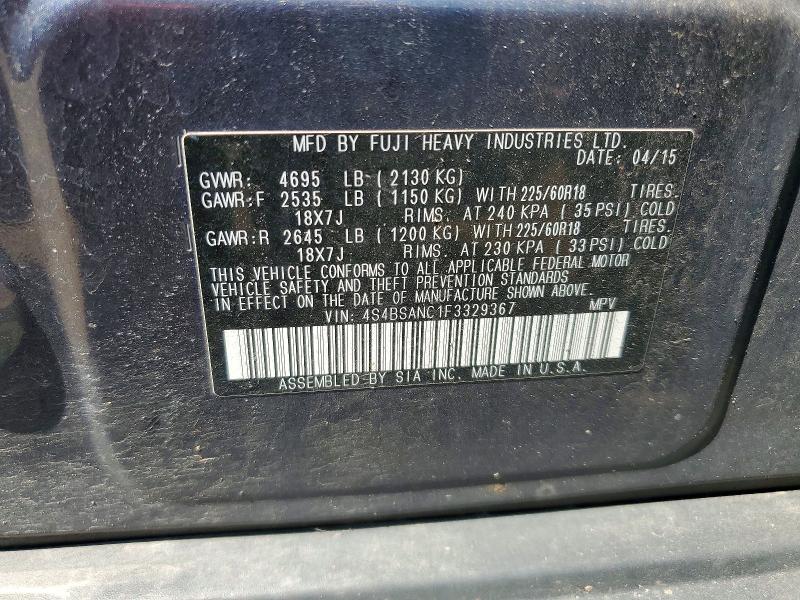 2015 Subaru Outback მანქანა იყიდება აუქციონზე, vin: 4S4BSANC1F3329367, აუქციონის ნომერი: 63523026