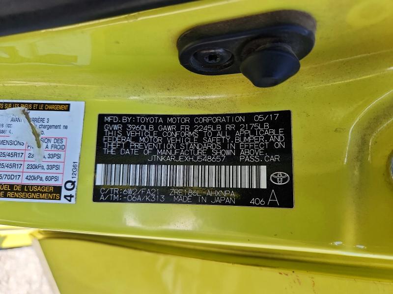 63338236 :رقم المزاد ، JTNKARJEXHJ548657 vin ، 2017 Toyota Corolla Im مزاد بيع
