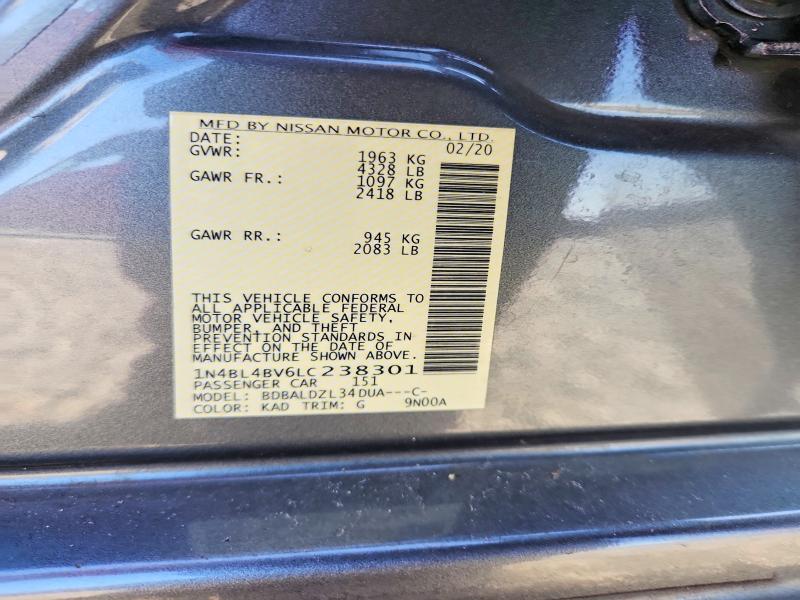 Auction sale of the 2020 Nissan Altima, vin: 1N4BL4BV6LC238301, lot number: 65444026