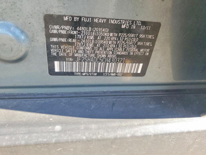 Продажа на аукционе авто 2012 Subaru Forester, vin: JF2SHADC5CH430321, номер лота: 65455816