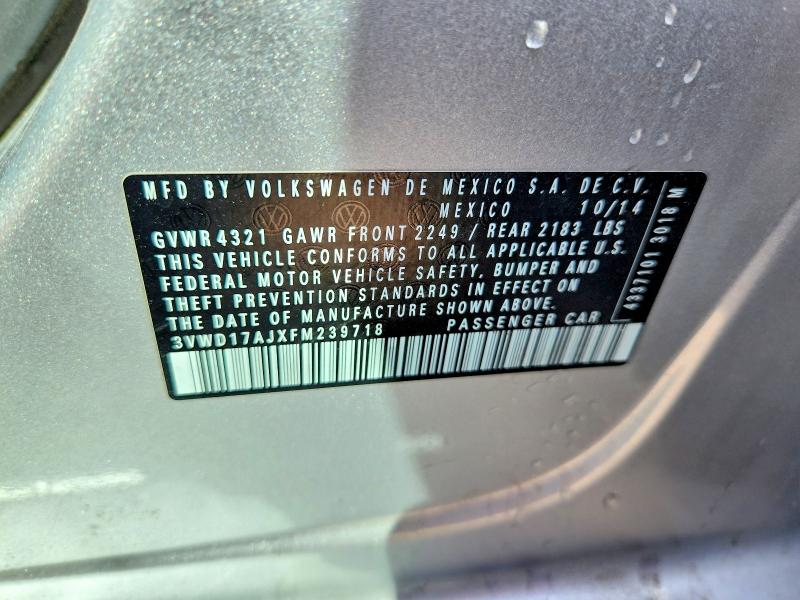 65305866 :رقم المزاد ، 3VWD17AJXFM239718 vin ، 2015 Volkswagen Jetta مزاد بيع