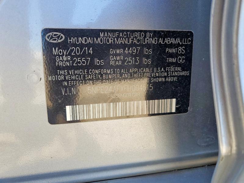 2015 Hyundai Sonata მანქანა იყიდება აუქციონზე, vin: 5NPE24AFXFH004515, აუქციონის ნომერი: 64283696