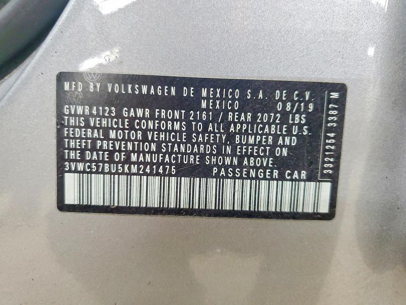 Продаж на аукціоні авто 2019 Volkswagen Jetta, vin: 3VWC57BU5KM241475, номер лоту: 64422106