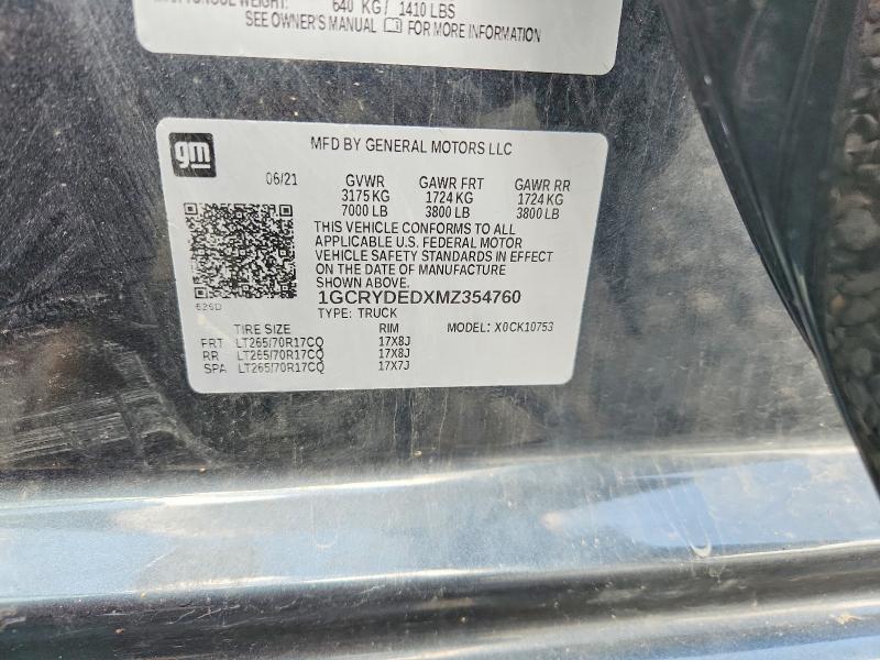 66763766 :رقم المزاد ، 1GCRYDEDXMZ354760 vin ، 2021 Chevrolet Silverado مزاد بيع