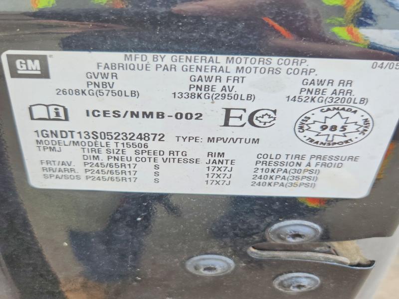 2005 Chevrolet Trailblazer მანქანა იყიდება აუქციონზე, vin: 1GNDT13S052324872, აუქციონის ნომერი: 66505286