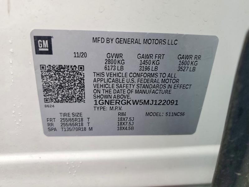 Продаж на аукціоні авто 2021 Chevrolet Traverse, vin: 1GNERGKW5MJ122091, номер лоту: 65842826