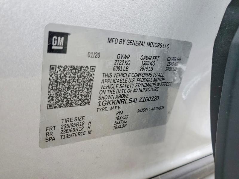 66269746 :رقم المزاد ، 1GKKNRLS4LZ160320 vin ، 2020 Gmc Acadia مزاد بيع