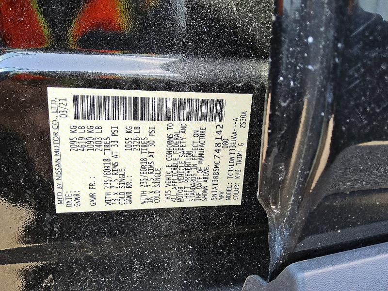 2021 Nissan Rogue მანქანა იყიდება აუქციონზე, vin: 5N1AT3BB5MC748142, აუქციონის ნომერი: 63593976