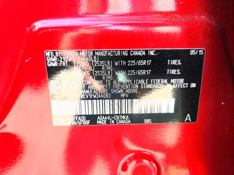 2015 Toyota Rav4 მანქანა იყიდება აუქციონზე, vin: 2T3RFREV1FW344083, აუქციონის ნომერი: 62238216
