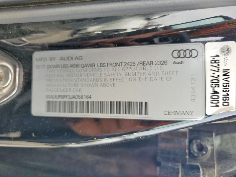 Продаж на аукціоні авто 2018 Audi A3, vin: WAUUPBFF3JA058164, номер лоту: 64848136