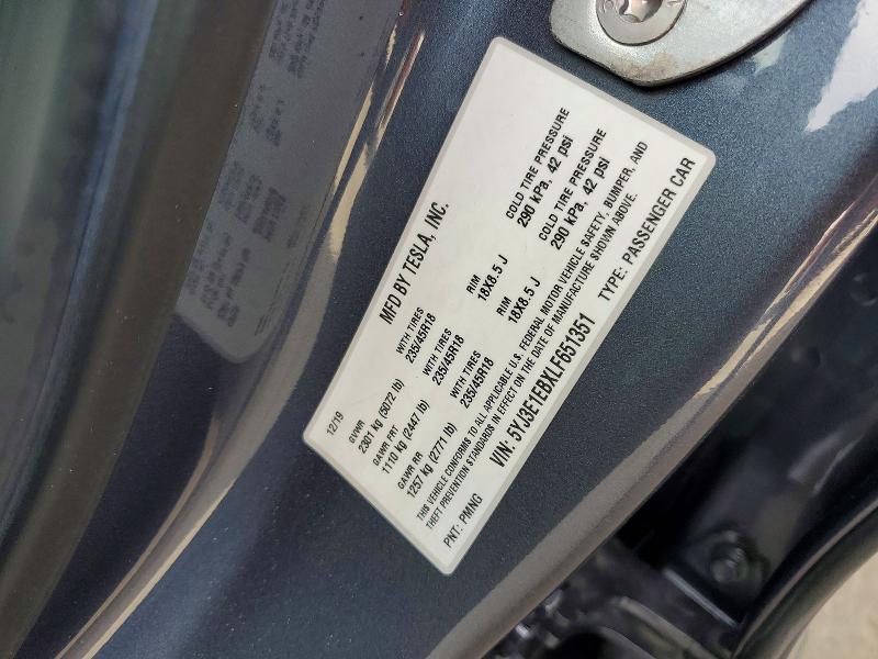 2020 Tesla Model 3 მანქანა იყიდება აუქციონზე, vin: 5YJ3E1EBXLF651351, აუქციონის ნომერი: 65514516