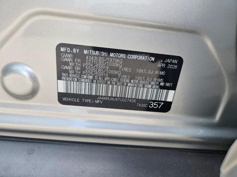 64962506 :رقم المزاد ، JA4ARUAU4TU027406 vin ، 2026 Mitsubishi Outlander Sport مزاد بيع
