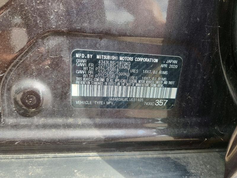 2020 Mitsubishi Outlander Sport მანქანა იყიდება აუქციონზე, vin: JA4AR3AU8LU031405, აუქციონის ნომერი: 66059336
