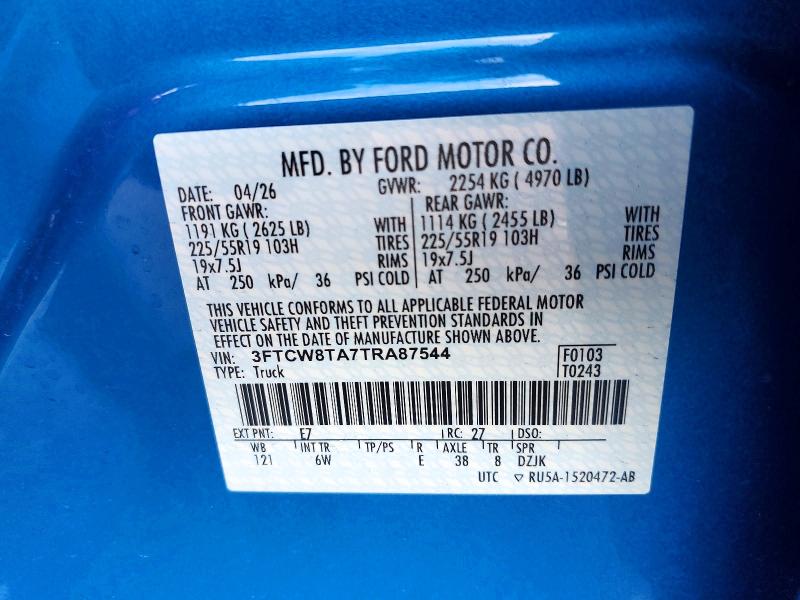 Продажа на аукционе авто 2026 Ford Maverick, vin: 3FTCW8TA7TRA87544, номер лота: 64187126