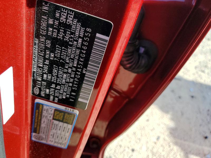 Auction sale of the 2019 Kia Sorento, vin: 5XYPG4A5XKG466558, lot number: 64277726