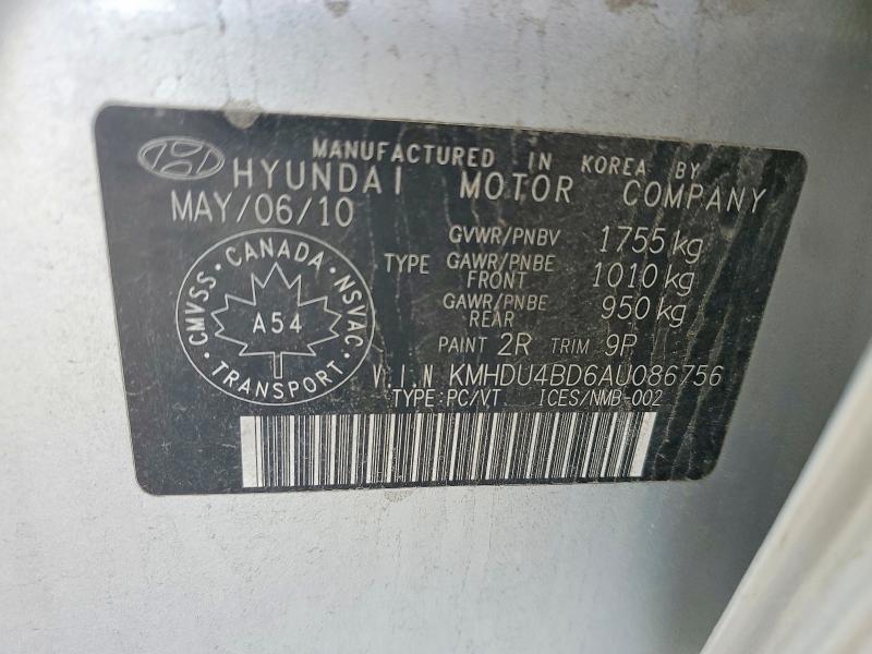 Aukcja sprzedaży 2010 Hyundai Elantra, vin: KMHDU4BD6AU086756, numer aukcji: 65484276