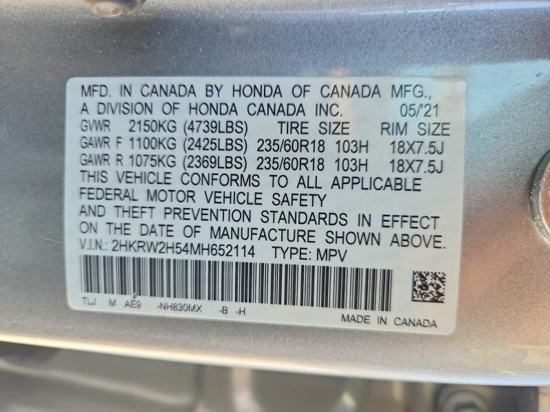 Aukcja sprzedaży 2021 Honda Cr-v, vin: 2HKRW2H54MH652114, numer aukcji: 66537796