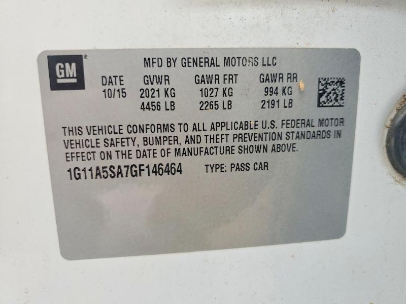 63737146 :رقم المزاد ، 1G11A5SA7GF146464 vin ، 2016 Chevrolet Malibu Limited مزاد بيع