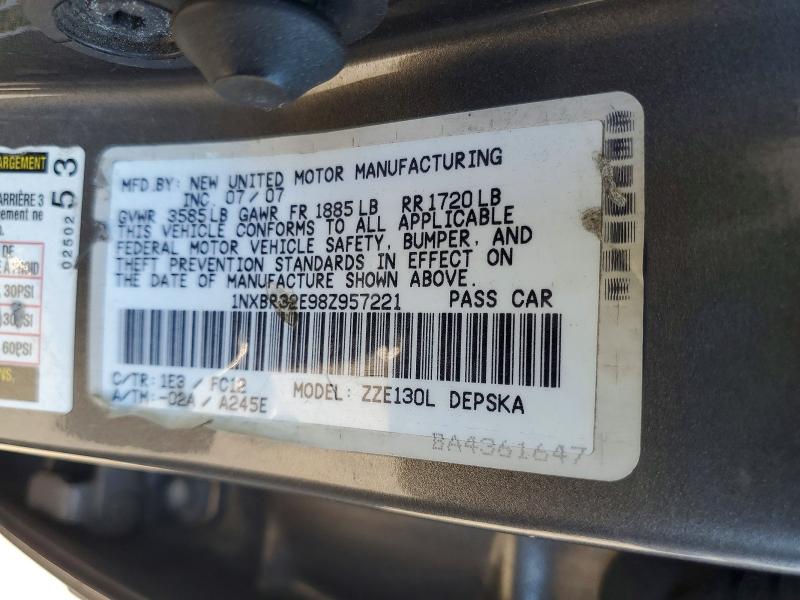 Aukcja sprzedaży 2008 Toyota Corolla, vin: 1NXBR32E98Z957221, numer aukcji: 61452256