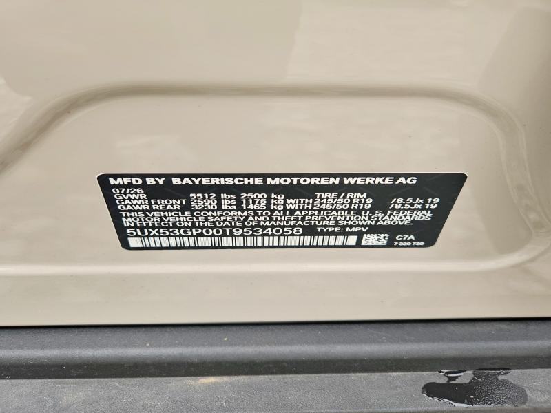 65505676 :رقم المزاد ، 5UX53GP00T9534058 vin ، 2026 Bmw X3 مزاد بيع