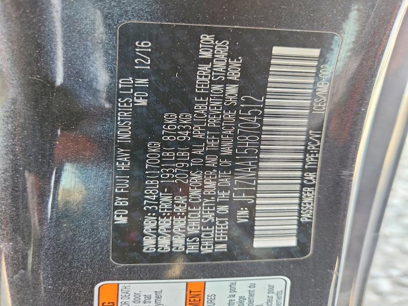 63801586 :رقم المزاد ، JF1ZNAA15H8704512 vin ، 2017 Toyota 86 مزاد بيع