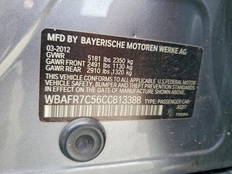Продаж на аукціоні авто 2012 Bmw 535, vin: WBAFR7C56CC813388, номер лоту: 65356976