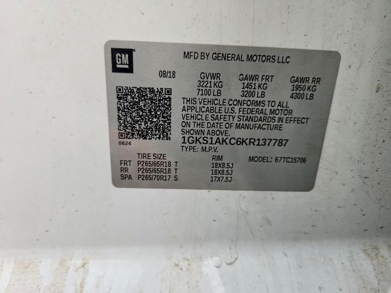 Продаж на аукціоні авто 2019 Gmc Yukon, vin: 1GKS1AKC6KR137787, номер лоту: 62948296
