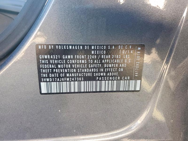 Продажа на аукционе авто 2015 Volkswagen Jetta, vin: 3VWD17AJ6FM247363, номер лота: 63833956