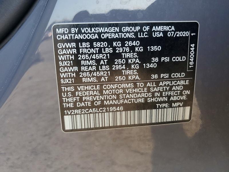 Aukcja sprzedaży 2020 Volkswagen Atlas Cross Sport, vin: 1V2RE2CA5LC219546, numer aukcji: 64654236