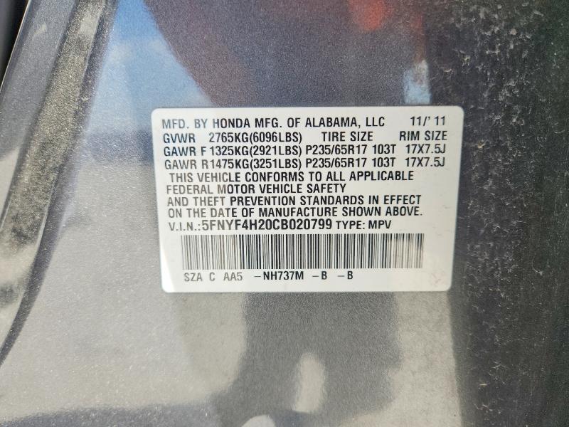 Продажа на аукционе авто 2012 Honda Pilot, vin: 5FNYF4H20CB020799, номер лота: 66439396