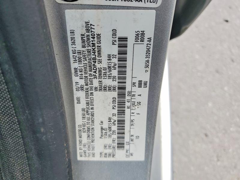 Aukcja sprzedaży 2019 Ford Fiesta, vin: 3FADP4BJ4KM140777, numer aukcji: 65869816
