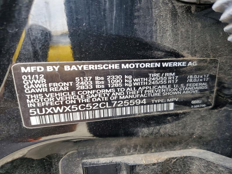 66295346 :رقم المزاد ، 5UXWX5C52CL725594 vin ، 2012 Bmw X3 مزاد بيع