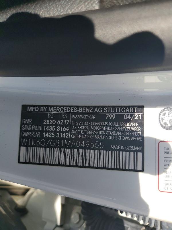 Продаж на аукціоні авто 2021 Mercedes-benz S, vin: W1K6G7GB1MA049655, номер лоту: 65010636