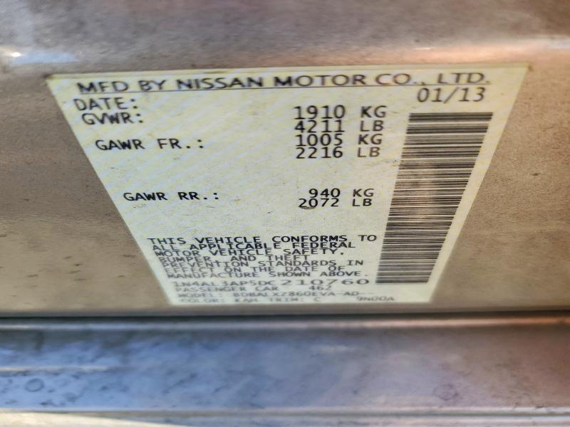 2013 Nissan Altima მანქანა იყიდება აუქციონზე, vin: 1N4AL3AP5DC210760, აუქციონის ნომერი: 65184516