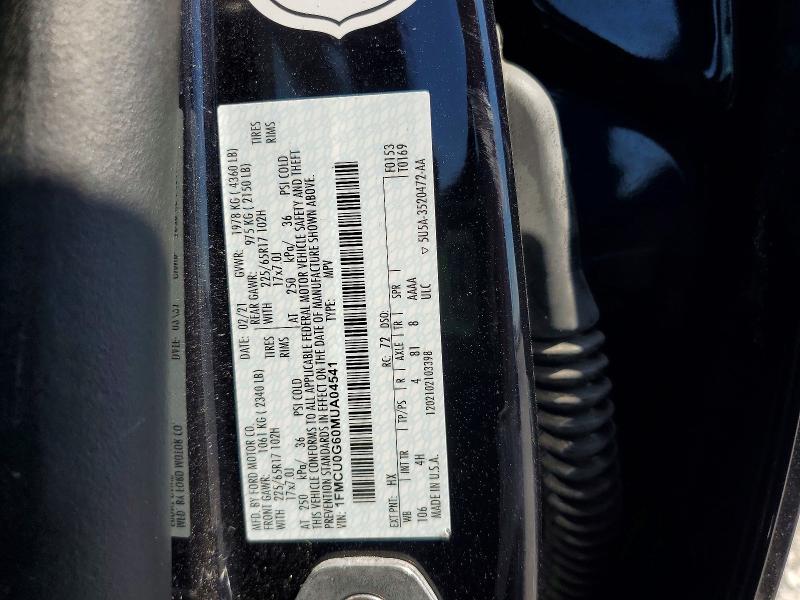 Продаж на аукціоні авто 2021 Ford Escape, vin: 1FMCU0G60MUA04541, номер лоту: 67038566