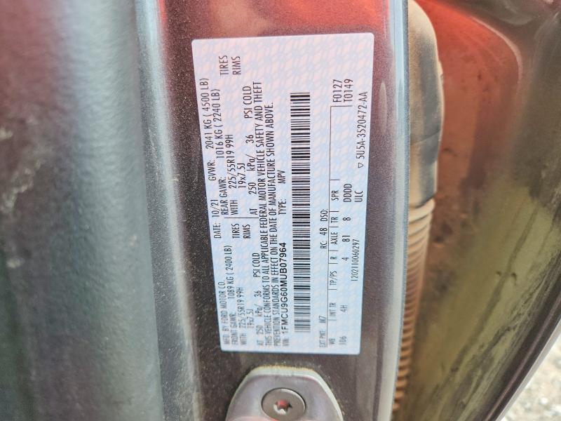 63279646 :رقم المزاد ، 1FMCU9G60MUB07964 vin ، 2021 Ford Escape مزاد بيع