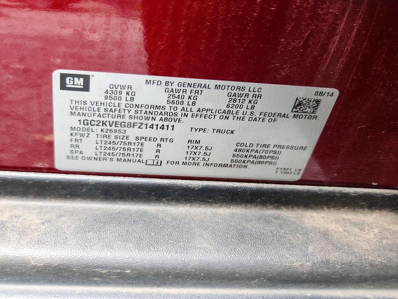 Aukcja sprzedaży 2015 Chevrolet Silverado, vin: 1GC2KVEG8FZ141411, numer aukcji: 65445776