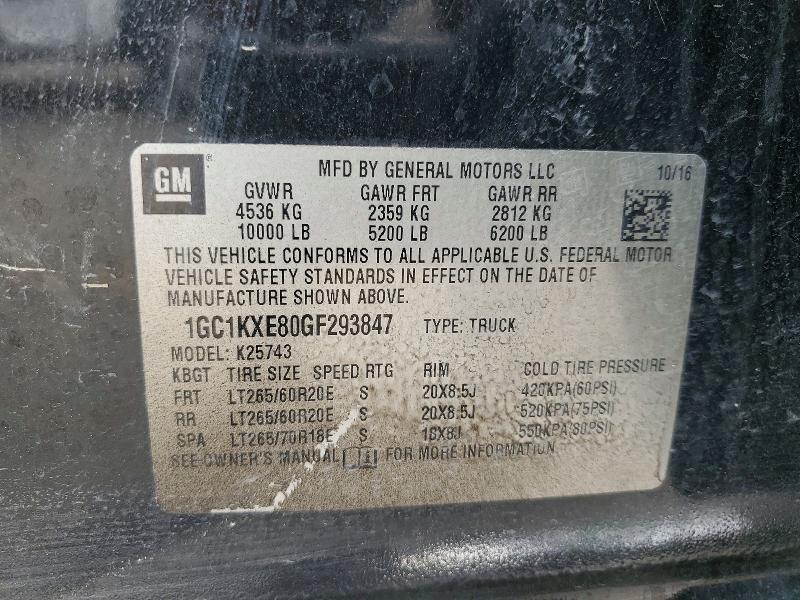 Продажа на аукционе авто 2016 Chevrolet Silverado, vin: 1GC1KXE80GF293847, номер лота: 65149016