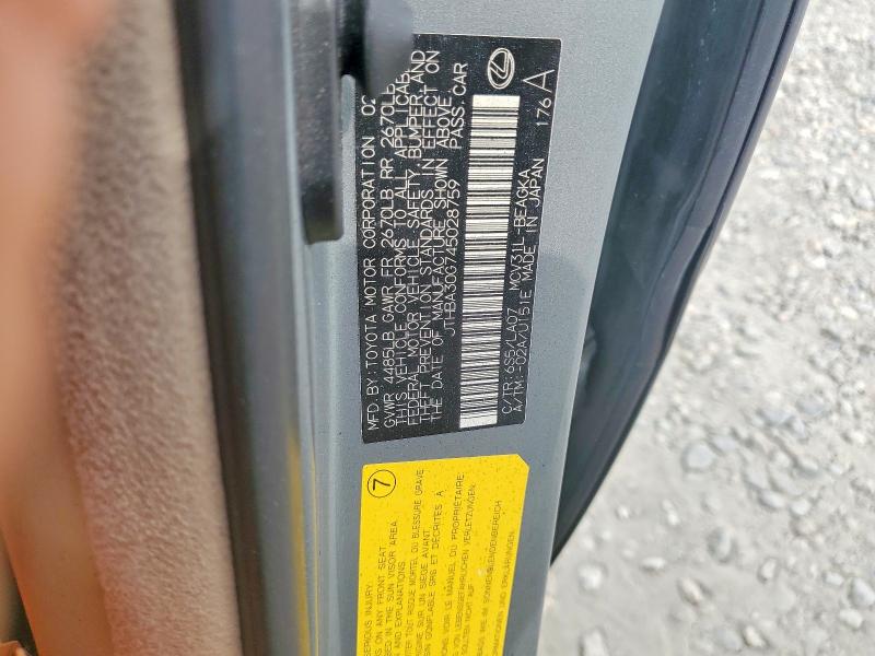 Aukcja sprzedaży 2004 Lexus Es, vin: JTHBA30G745028759, numer aukcji: 65175426