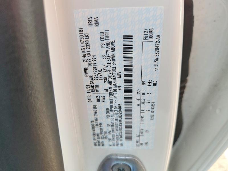 Продажа на аукционе авто 2021 Ford Escape, vin: 1FMCU9DZ9MUB20405, номер лота: 65100436