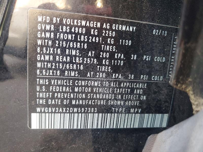 Aukcja sprzedaży 2013 Volkswagen Tiguan, vin: WVGBV3AX2DW597383, numer aukcji: 66059936