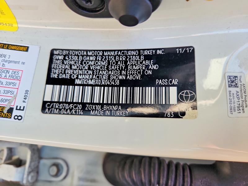 64844656 :رقم المزاد ، NMTKHMBX0JR045438 vin ، 2018 Toyota C-hr مزاد بيع