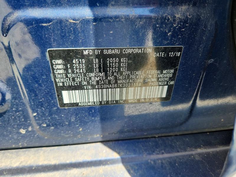 Продажа на аукционе авто 2019 Subaru Legacy, vin: 4S3BNAB67K3021558, номер лота: 63885726