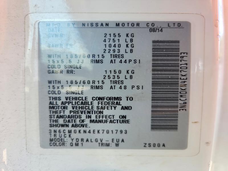 66639196 :رقم المزاد ، 3N6CM0KN4EK701793 vin ، 2014 Nissan Nv200 مزاد بيع