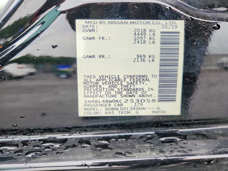 Продаж на аукціоні авто 2019 Nissan Altima, vin: 1N4BL4BW0KC253058, номер лоту: 66901636