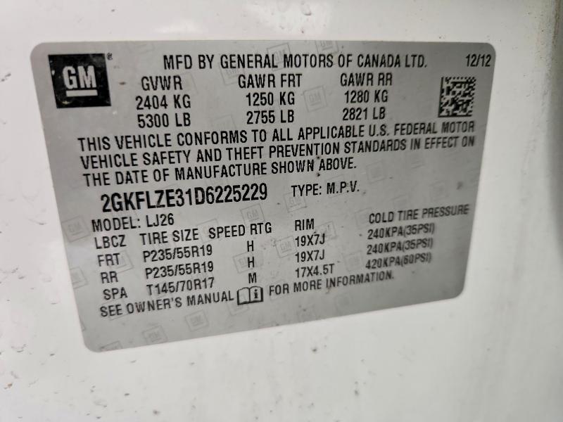 2013 Gmc Terrain მანქანა იყიდება აუქციონზე, vin: 2GKFLZE31D6225229, აუქციონის ნომერი: 61733826