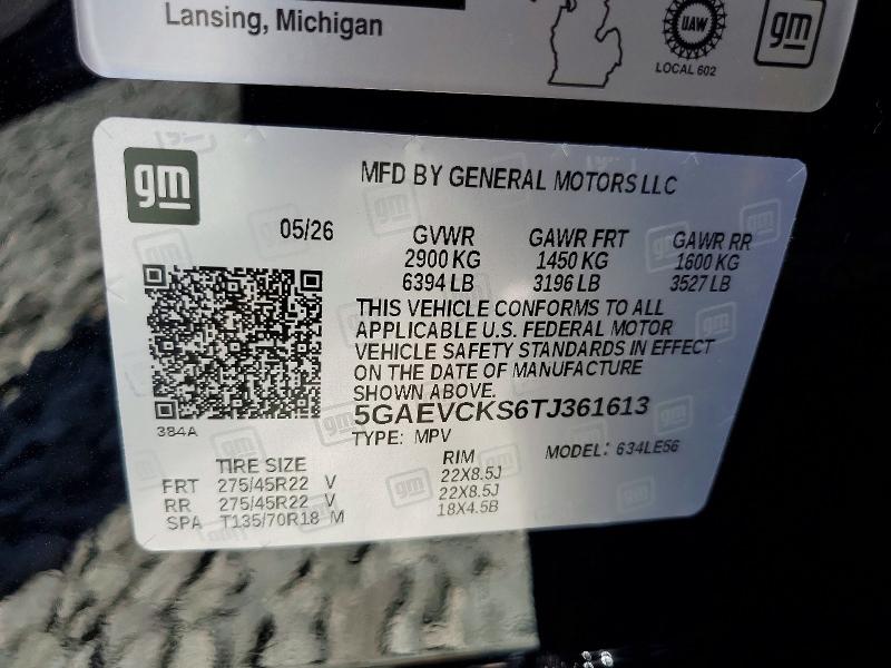 63185576 :رقم المزاد ، 5GAEVCKS6TJ361613 vin ، 2026 Buick Enclave مزاد بيع